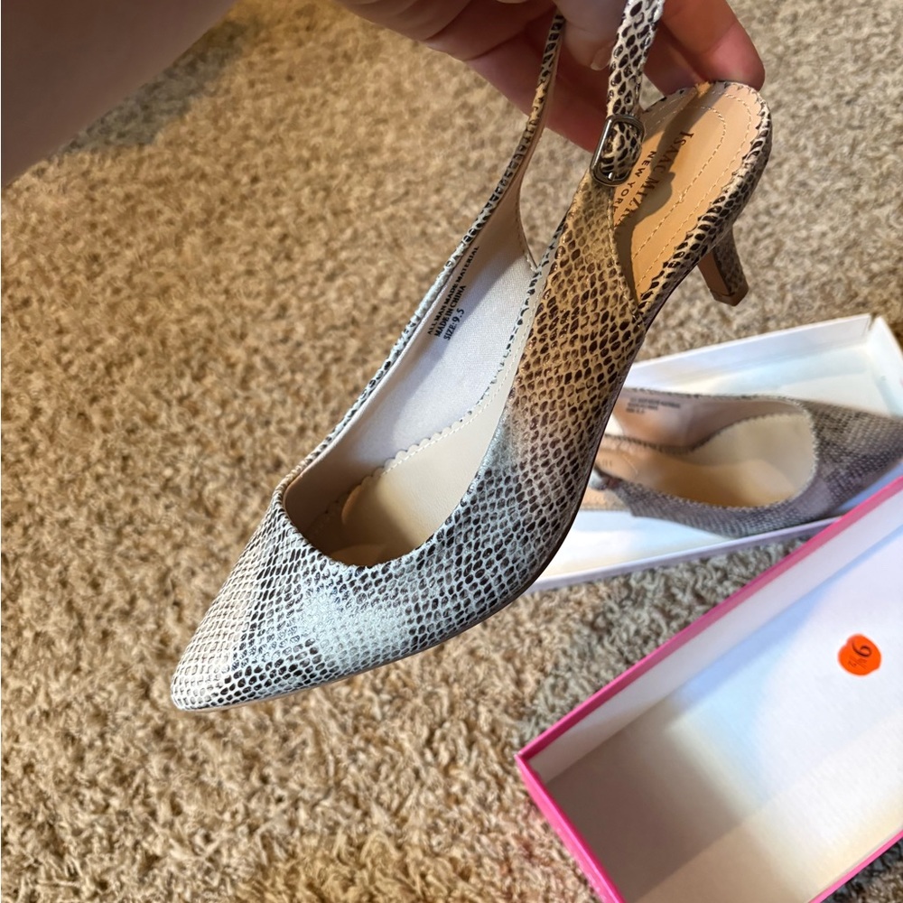 Snakeskin Slingback Kitten Heels